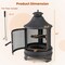 Black Metal Chiminea Fire Pit with Adjustable Grill, 2-in-1 BBQ and Outdoor Heater